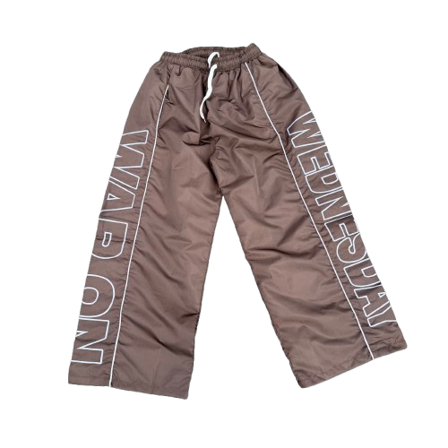 Brown and White Nylon War sweats