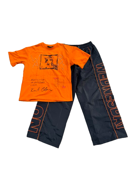 Black and orange nylon sweats