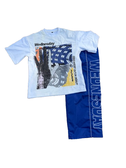 Blue and White nylon sweats