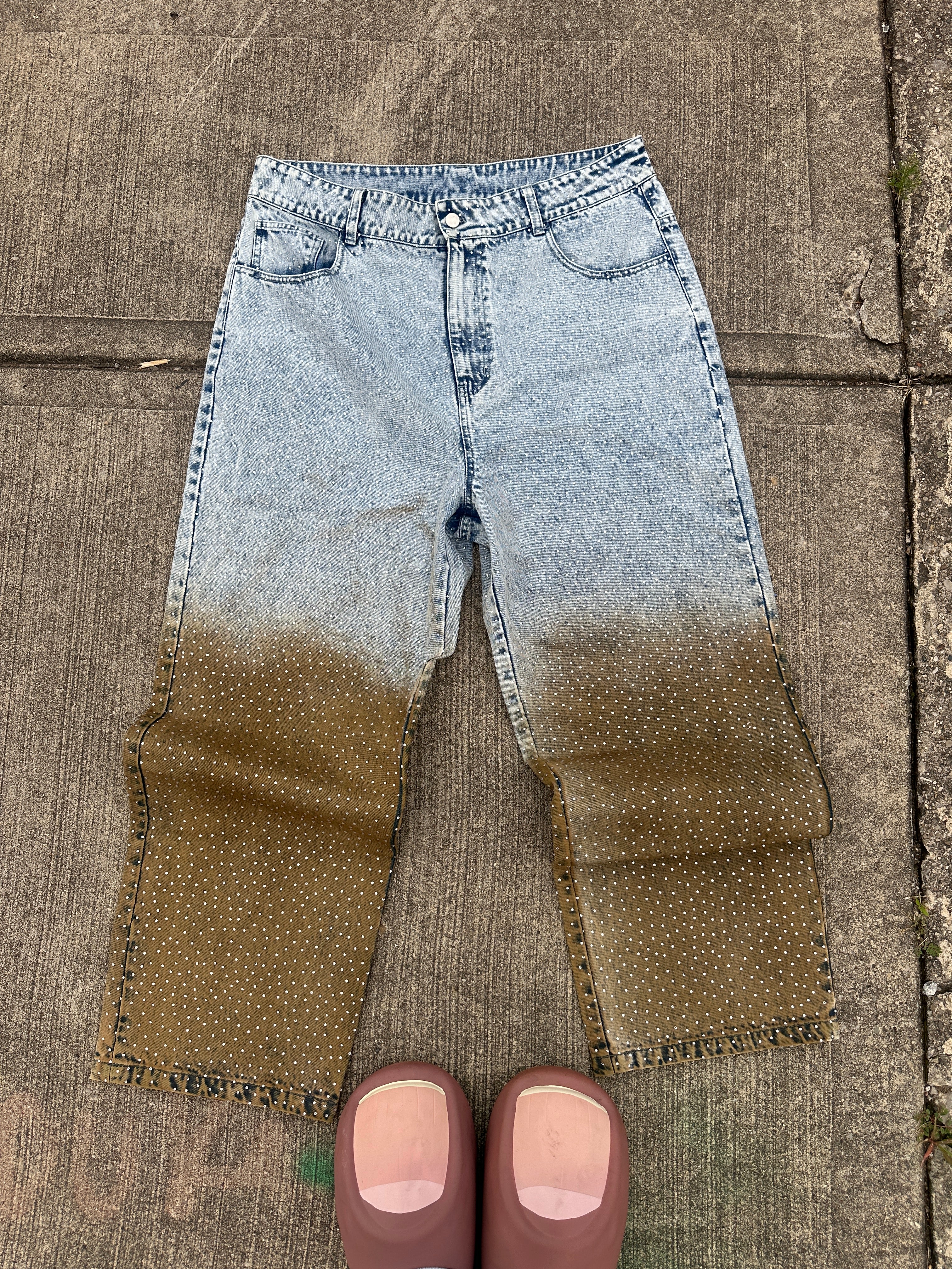 Fade to Earth Rhinestone Jeans