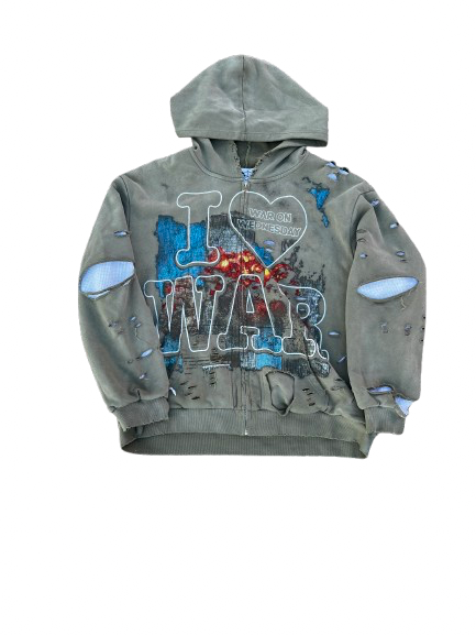 "I Love War" Green Zip up